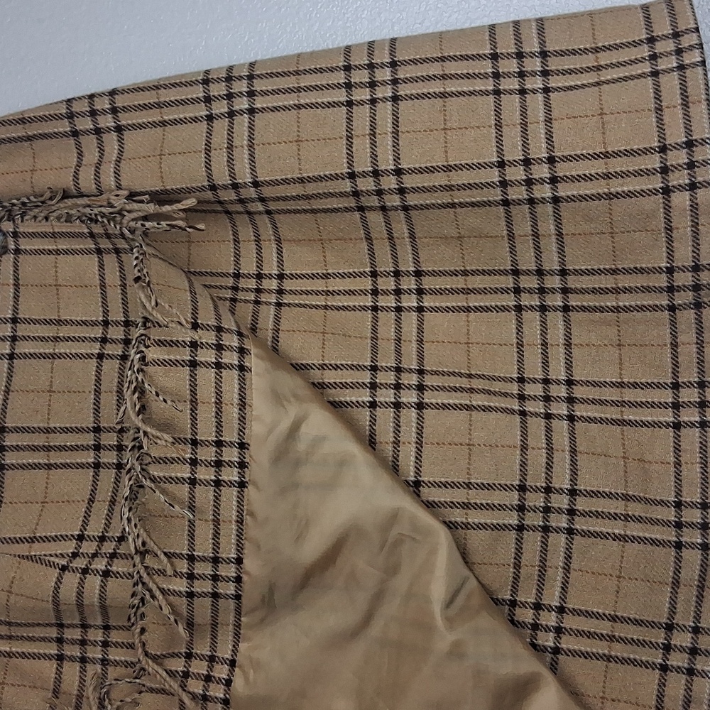 Sag Harbor Womens Vintage Brown Plaid Skirt Size 14 Fringe Detail - Picture 3 of 5